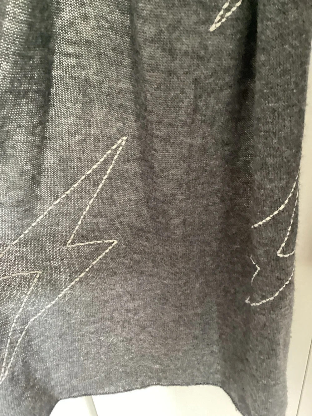 Sundry Revolve Wool Cashmere Wrap Scarf White Bolt Stitch Charcoal Grey